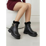 Ankle Boot Flat Leather With Fur G-57