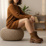 Ankle Boot Leather And Suede With Zipper Elegant E-104