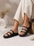 Slipper Flat Leather with Straps - SL-216