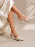 Shoes Mid Heels Leather With Elastic F-608