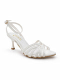 Sandal leather thin heel and overlapping strips SN-823
