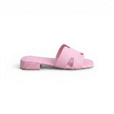 Slippers flat leather Stylish with the letter H - SL-230