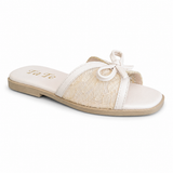 Slipper Flat Leather And Dentelle With Bow SL-250