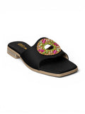 slippers satin flat With a round, studded accessory SL-233