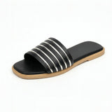 Slipper Flat Leather With Gold Stripes SL-200