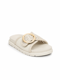Flat leather slippers With a braided design SL-236