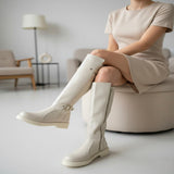 Long Boot Mid Heels Leather Stylish LB-41