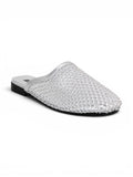 Mule flat leather Diamond-studded mesh design SB-706