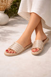 Slipper Flat Leather With Gold Stripes SL-200