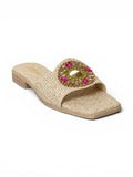slippers satin flat With a round, studded accessory SL-233