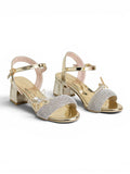 sandal heeled leather Shiny with butterfly SN-818
