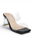 Slipper Heels Transparent With Leather Elegant X-16