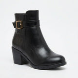 Ankle Boot Heels Leather With Buckle R-18