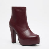 Boot High Heels Leather With a Zipper R-24