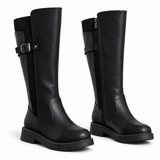 Long Boot Leather And Suede With a low heel and a zipper LB-56