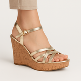 Sandal Wedge Leather With Straps W-12