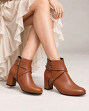 Ankle Boot Heels Leather With Accessories R-21