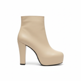 Boot High Heels Leather With a Zipper R-24