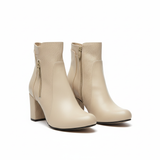 Ankle Boot Heels Leather With Zipper R-25