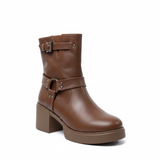 Ankle Boot Leather With Accesories E-106