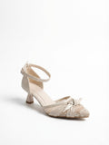 Shoes Mid Heels Dentelle With Bow F-612