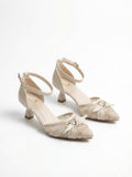 Shoes Mid Heels Dentelle With Bow F-612