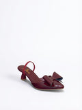 Shoes Heels Leather With Elastic And Bow F-610