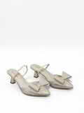 Shoes Heels Leather With Elastic And Bow F-610