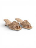 Slipper Heels Leather With Embroide Elegant X-14