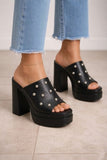 Slipper High Heels Leather Studded X-15