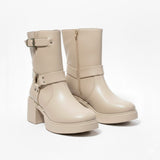 Ankle Boot Leather With Accesories E-106