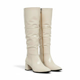 Long Boot Mid Heels Leather Glossy LB-48