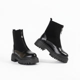 Ankle Boot Leather And Suede With Zipper Elegant E-104