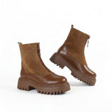 Ankle Boot Leather And Suede With Zipper Elegant E-104