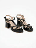 Sandal High Heel Leather Glossy H-16