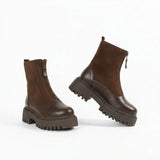 Ankle Boot Leather And Suede With Zipper Elegant E-104