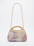 crossbody evening bag Embroidered flor details ZS-11