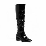 Long Boot Mid Heels Leather Glossy LB-48