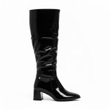 Long Boot Mid Heels Leather Glossy LB-48