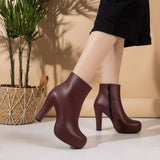 Boot High Heels Leather With a Zipper R-24