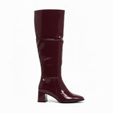 Long Boot Mid Heels Leather Glossy LB-48