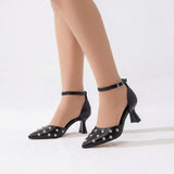 Shoes Mid Heels Leather With Buckle F-600