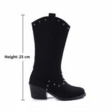 Boots Mid Calf Suede Mid Heels LB-27