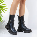 Ankle Boot Leather With Accessories Stylish E-103