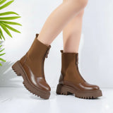 Ankle Boot Leather And Suede With Zipper Elegant E-104