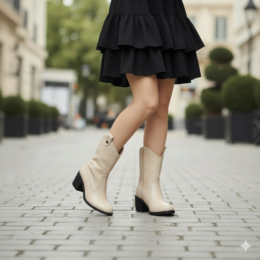 Long Boot Heels Leather Stylish LB-36