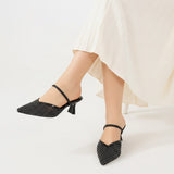 Shoes Mid Heels Fabric With Elastic F-603