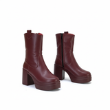 Boot Heels Leather With Zipper L-114