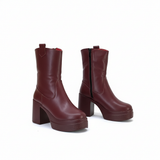 Boot Heels Leather With Zipper L-114