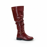 Long boot flat leather with accessories LB-43